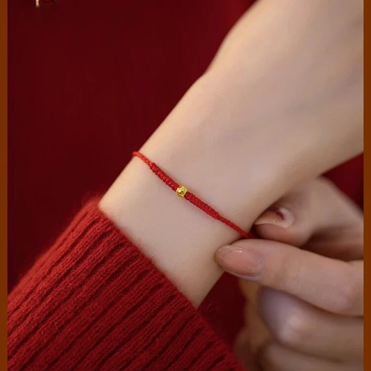 Gold Peace Woven Red String Bracelet, Zodiac Year Gift