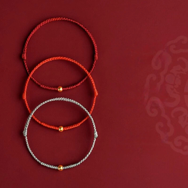 Gold Peace Woven Red String Bracelet, Zodiac Year Gift