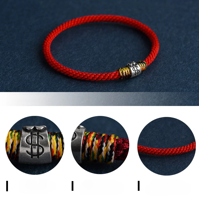 Wealth‑Attracting Sterling Silver Money Bag Red String Bracelet, Lucky Gift for Men & Women