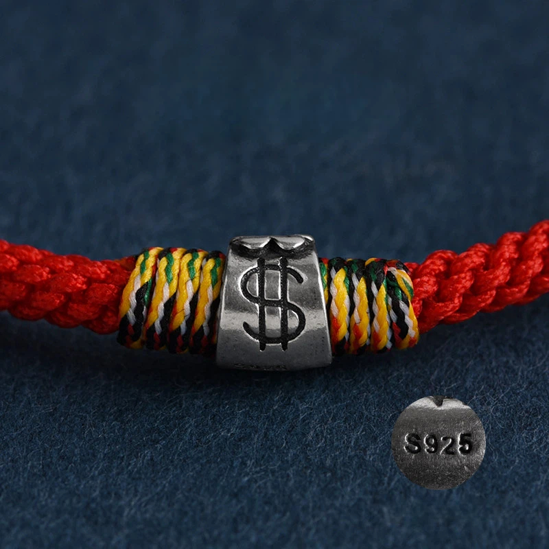 Wealth‑Attracting Sterling Silver Money Bag Red String Bracelet, Lucky Gift for Men & Women