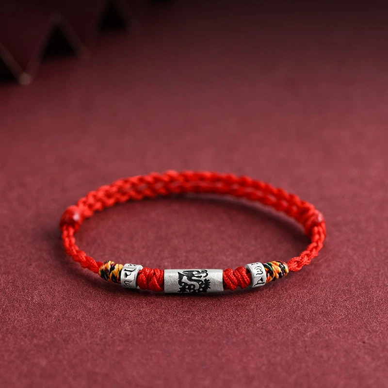 Sterling Silver Chinese Zodiac Red String Bracelet, Lucky Bead, Unisex Birthday & Zodiac‑Year Gift