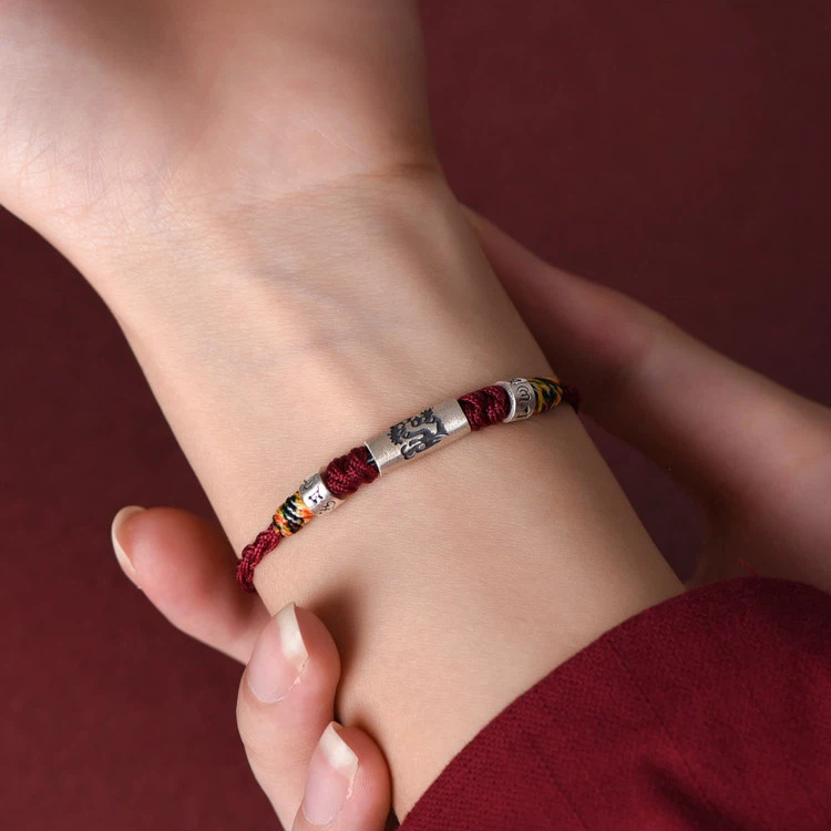 Sterling Silver Chinese Zodiac Red String Bracelet, Lucky Bead, Unisex Birthday & Zodiac‑Year Gift