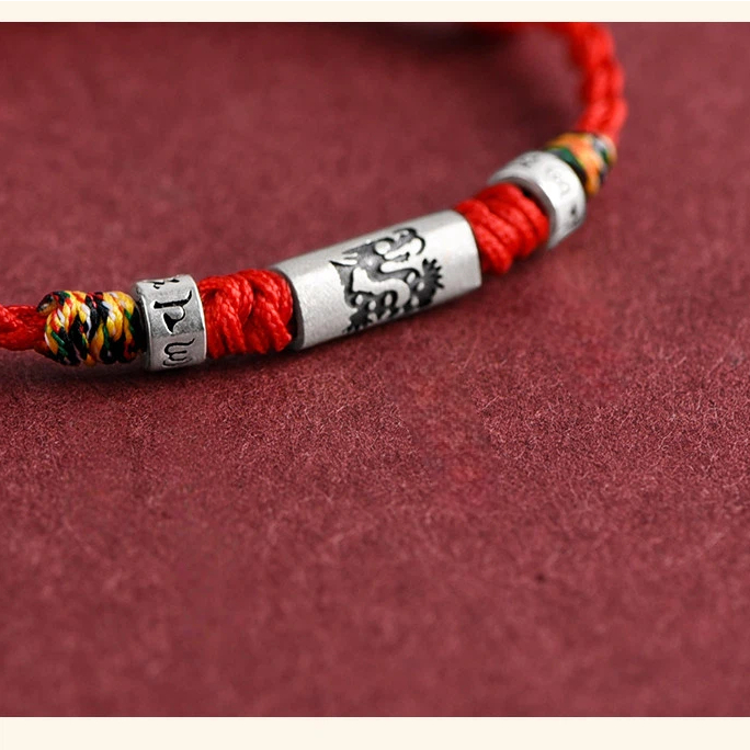 Sterling Silver Chinese Zodiac Red String Bracelet, Lucky Bead, Unisex Birthday & Zodiac‑Year Gift