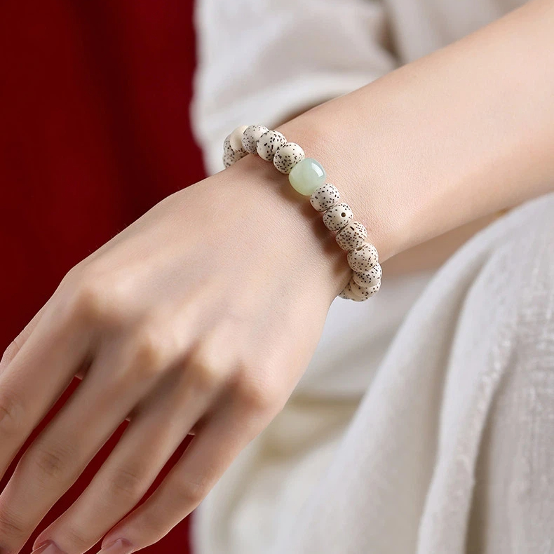 Xingyue Bodhi Sandalwood Bracelet, Hetian Jade Lucky Bead Holiday Gift
