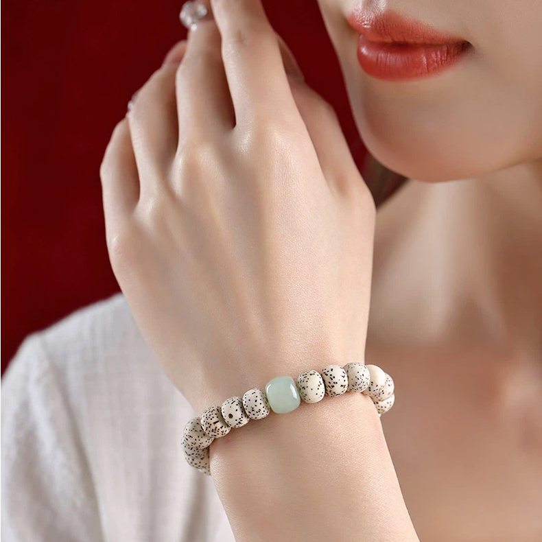 Xingyue Bodhi Sandalwood Bracelet, Hetian Jade Lucky Bead Holiday Gift