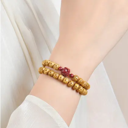 Xingyue Bodhi Double-Row Bracelet for Women, Natural Bodhi Calming Lotus Bracelet, Zodiac Year Gift