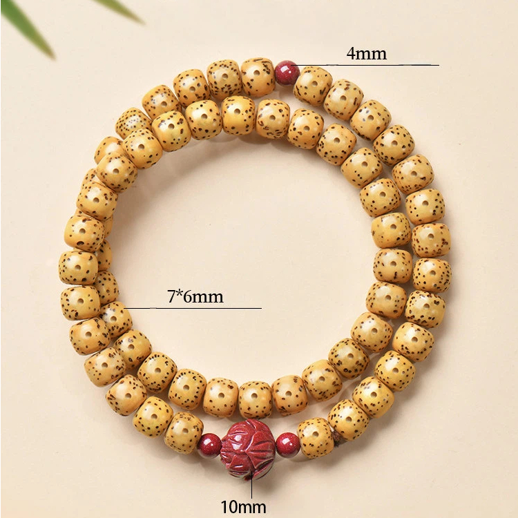 Xingyue Bodhi Double-Row Bracelet for Women, Natural Bodhi Calming Lotus Bracelet, Zodiac Year Gift
