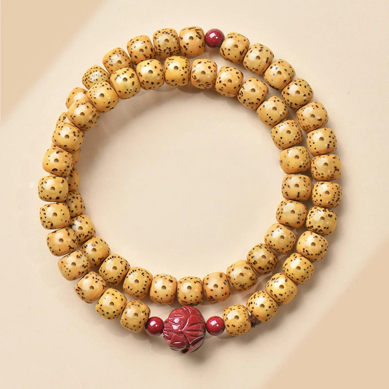 Xingyue Bodhi Double-Row Bracelet for Women, Natural Bodhi Calming Lotus Bracelet, Zodiac Year Gift