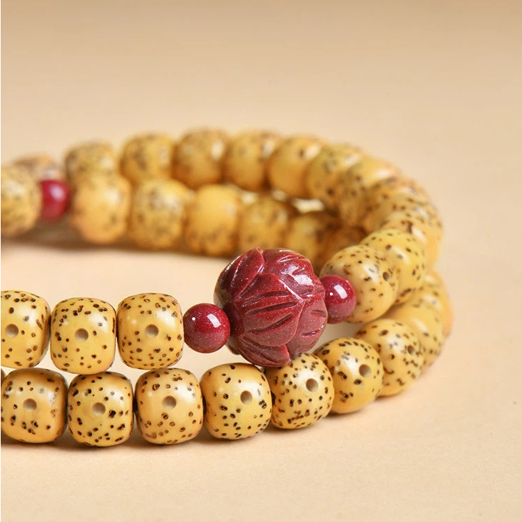 Xingyue Bodhi Double-Row Bracelet for Women, Natural Bodhi Calming Lotus Bracelet, Zodiac Year Gift