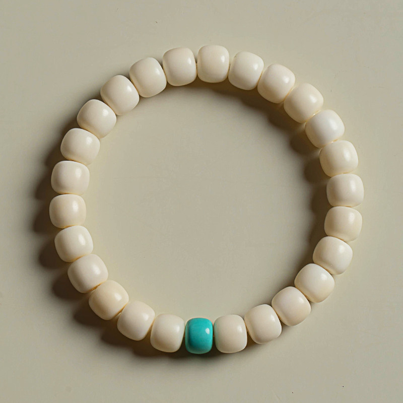 Natural White Jade Bodhi Bracelet with Hetian Jade, Holiday Gift