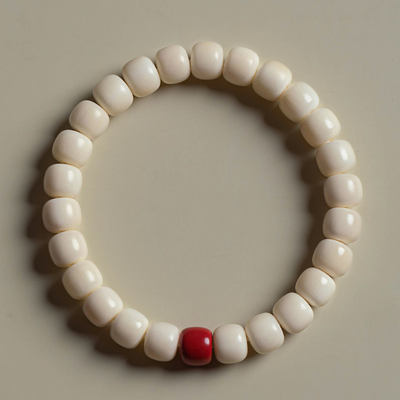 Natural White Jade Bodhi Bracelet with Hetian Jade, Holiday Gift