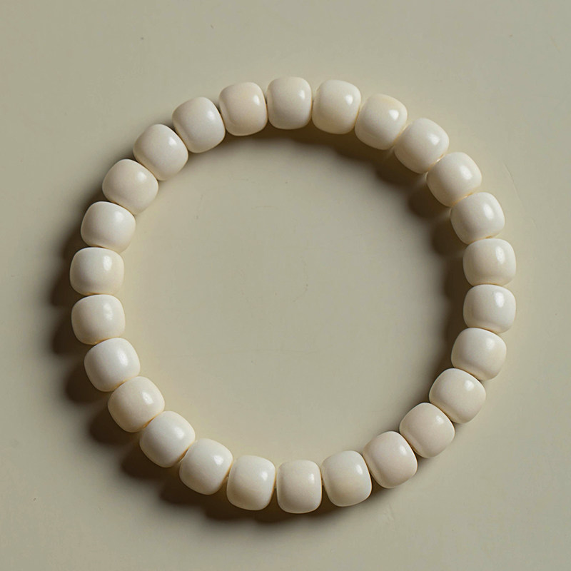 Natural White Jade Bodhi Bracelet with Hetian Jade, Holiday Gift