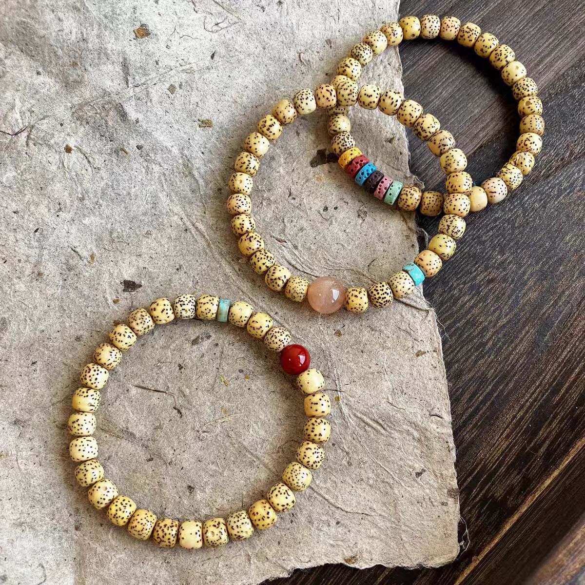 Natural Xingyue Bodhi Bracelet, Cinnabar & Turquoise Vintage Prayer Beads, Mother's Day Gift