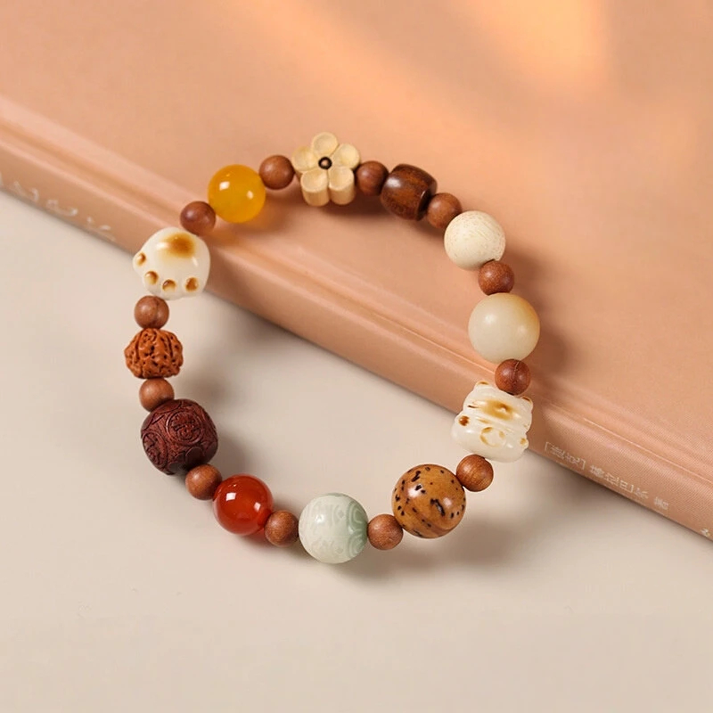Fortune Eighteen Seeds Duobao Bodhi Charred Cat Paw Bracelet, Unisex Valentine Gift