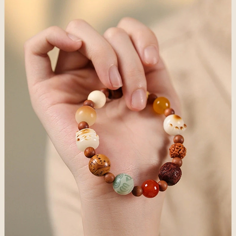Fortune Eighteen Seeds Duobao Bodhi Charred Cat Paw Bracelet, Unisex Valentine Gift