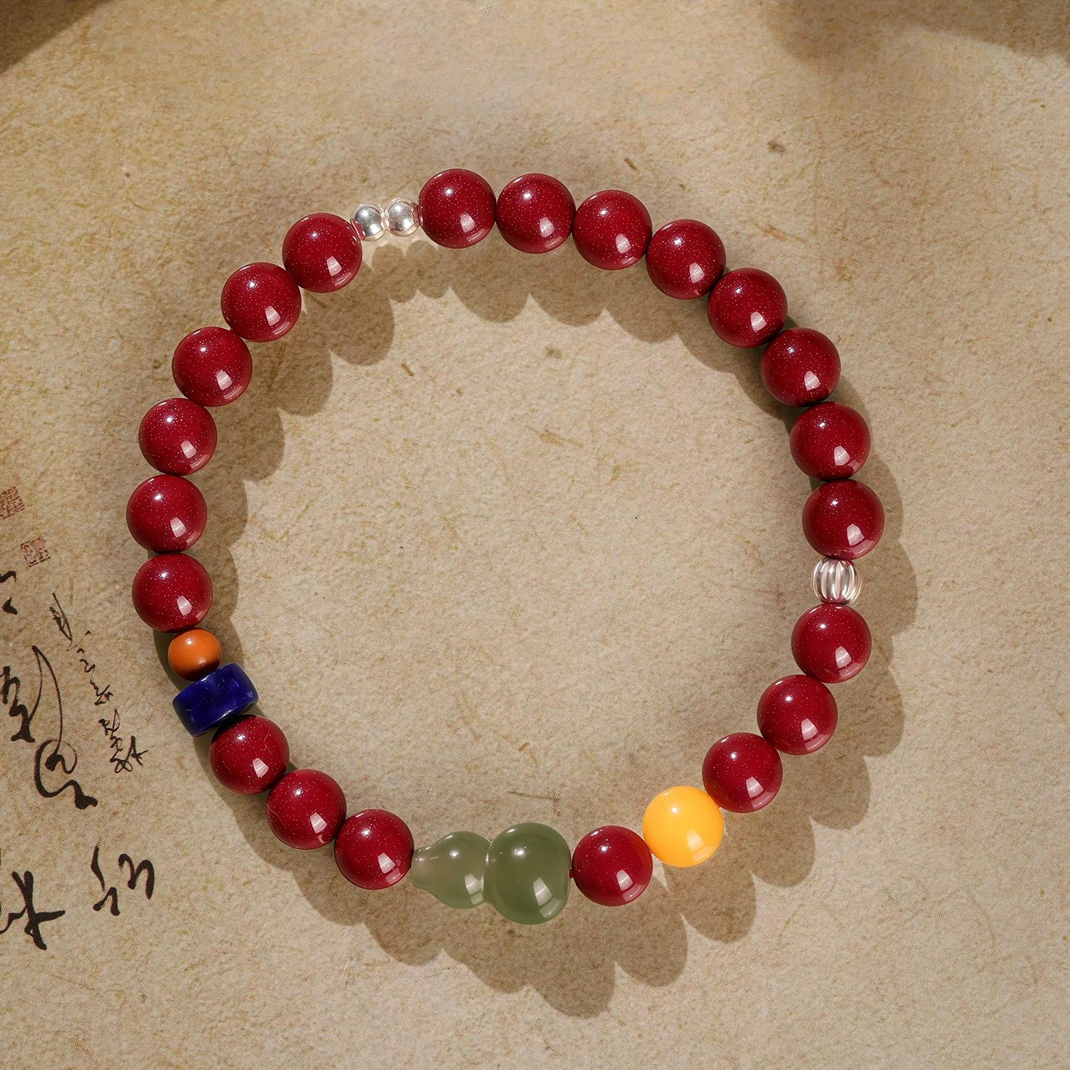 Natural Hetian Jade Cinnabar Amber Bracelet | Women’s Unique Valentine Gift