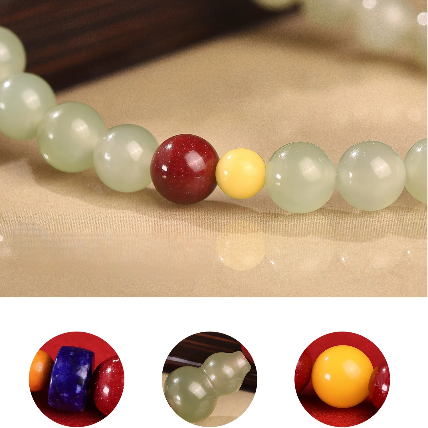 Natural Hetian Jade Cinnabar Amber Bracelet | Women’s Unique Valentine Gift