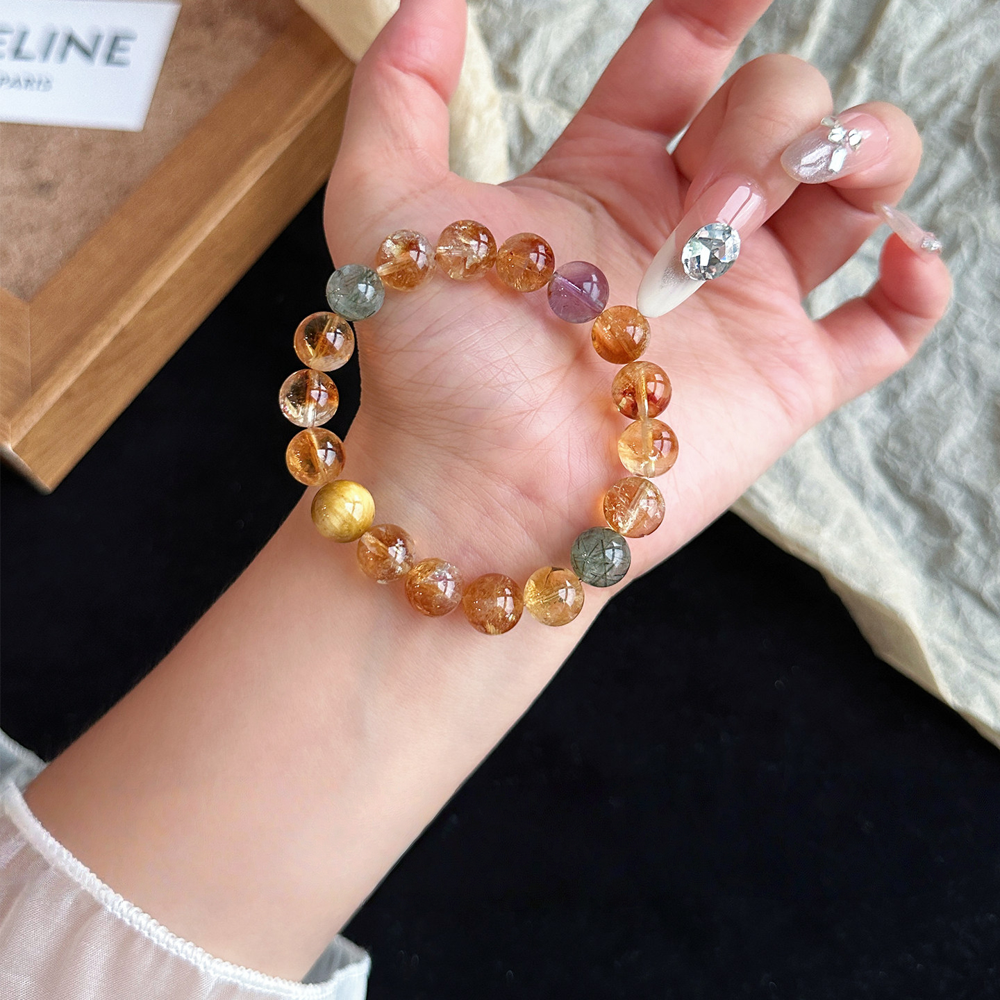 Natural Citrine & Golden Tiger's Eye Bracelet, Women Wealth & Career Gift