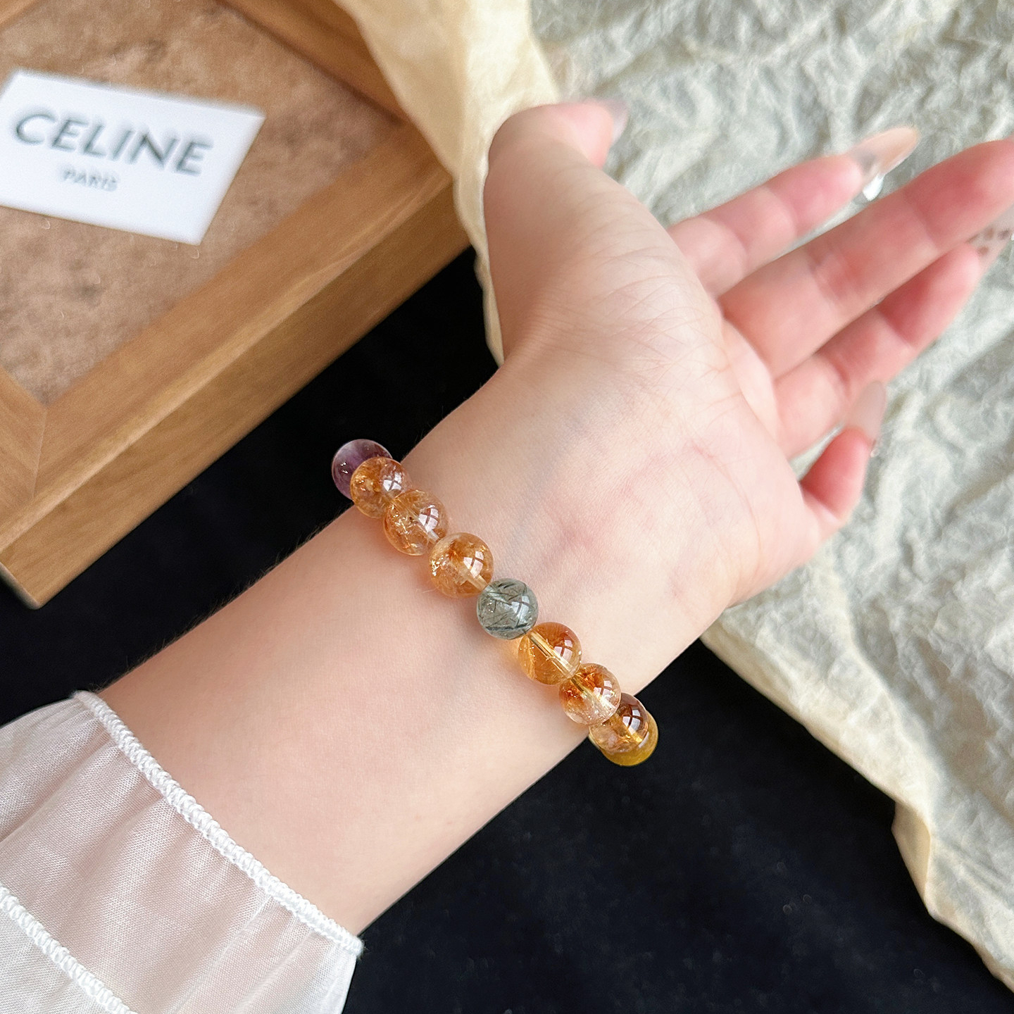Natural Citrine & Golden Tiger's Eye Bracelet, Women Wealth & Career Gift