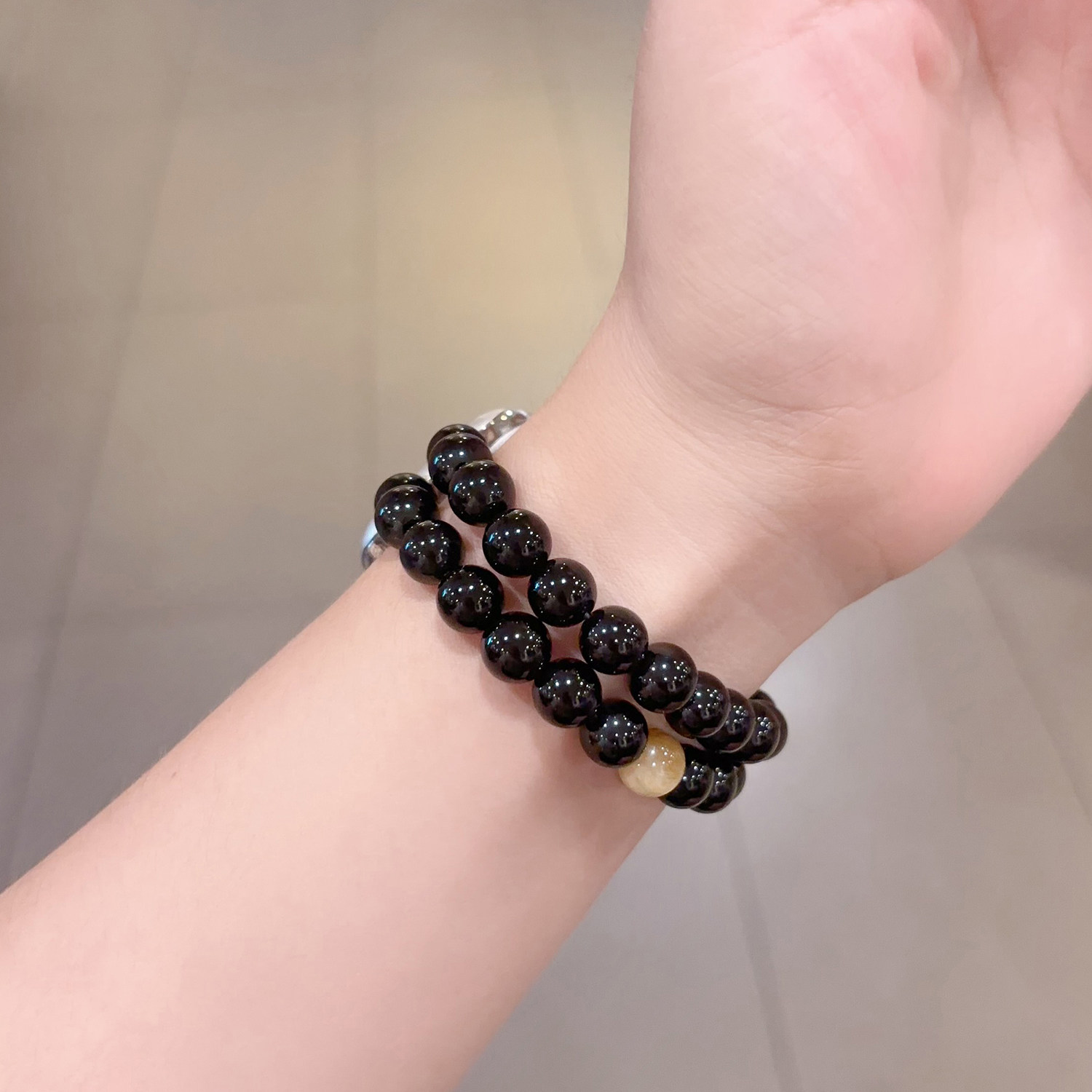 Tiger's Eye & Obsidian Beaded Bracelet Strap for Apple Watch S11/S9/S8/S7/SE, Birthday Gift