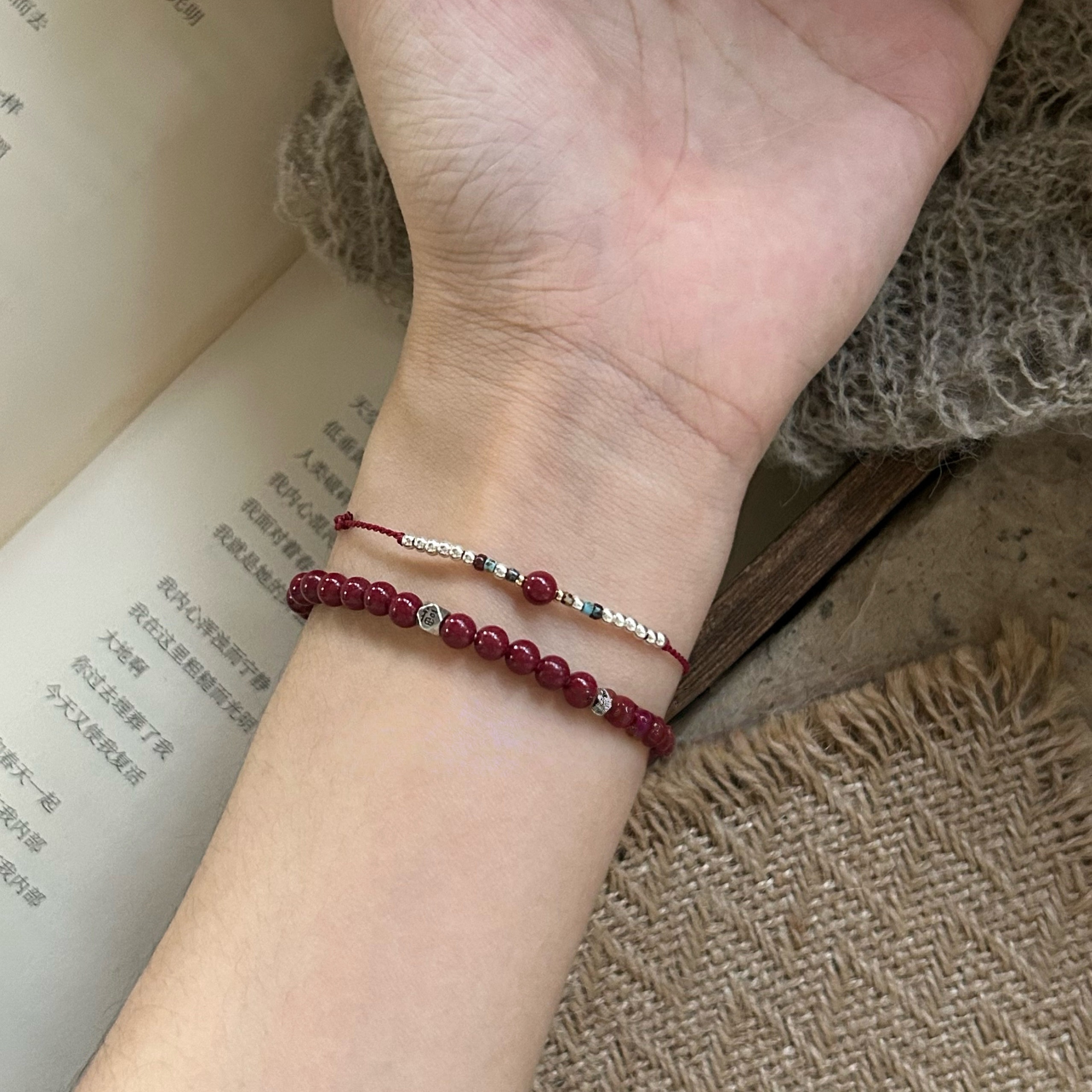 Cinnabar Red String Bracelet S925 Silver Necklace Mother's Day Gift