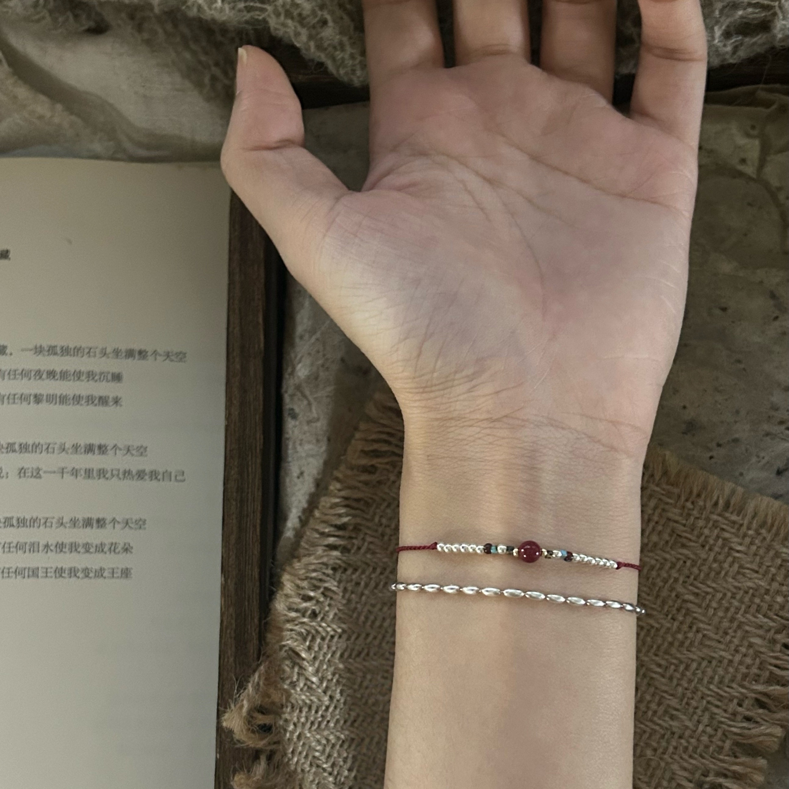 Cinnabar Red String Bracelet S925 Silver Necklace Mother's Day Gift