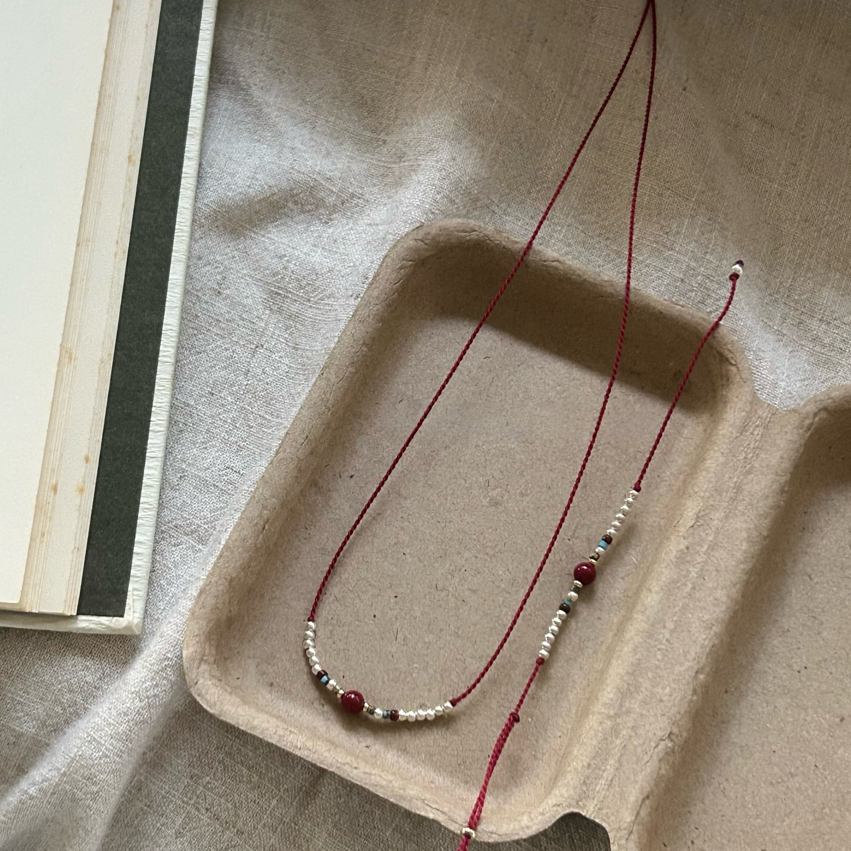 Cinnabar Red String Bracelet S925 Silver Necklace Mother's Day Gift