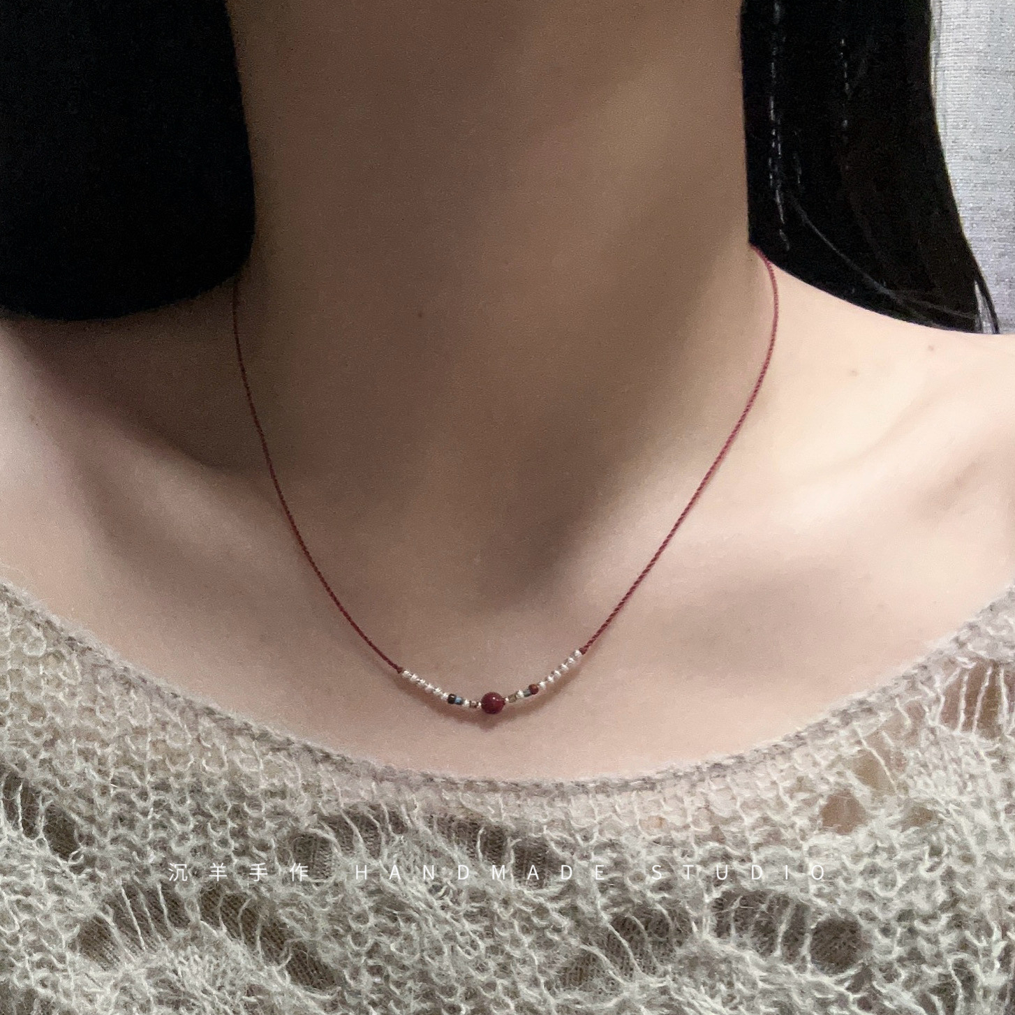 Cinnabar Red String Bracelet S925 Silver Necklace Mother's Day Gift