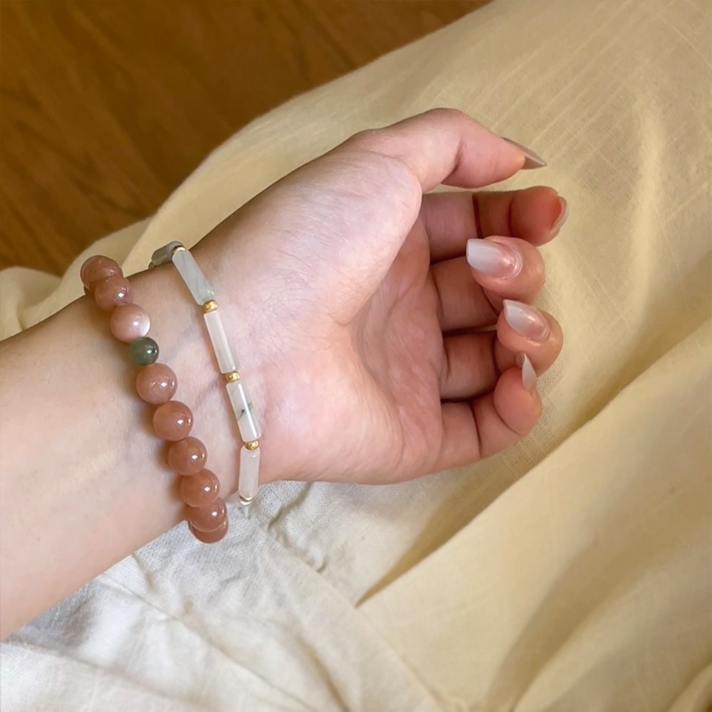 Natural Sunstone & Hetian Jade Bracelet, Classic Skin-Brightening Holiday Gift