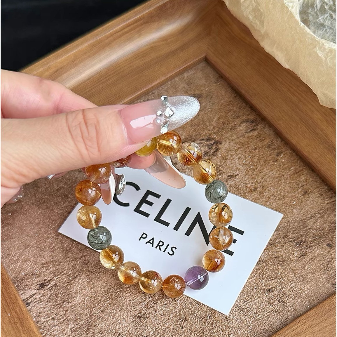 Natural Citrine & Gold Tiger's Eye Bracelet, Wealth & Career Gift for Women