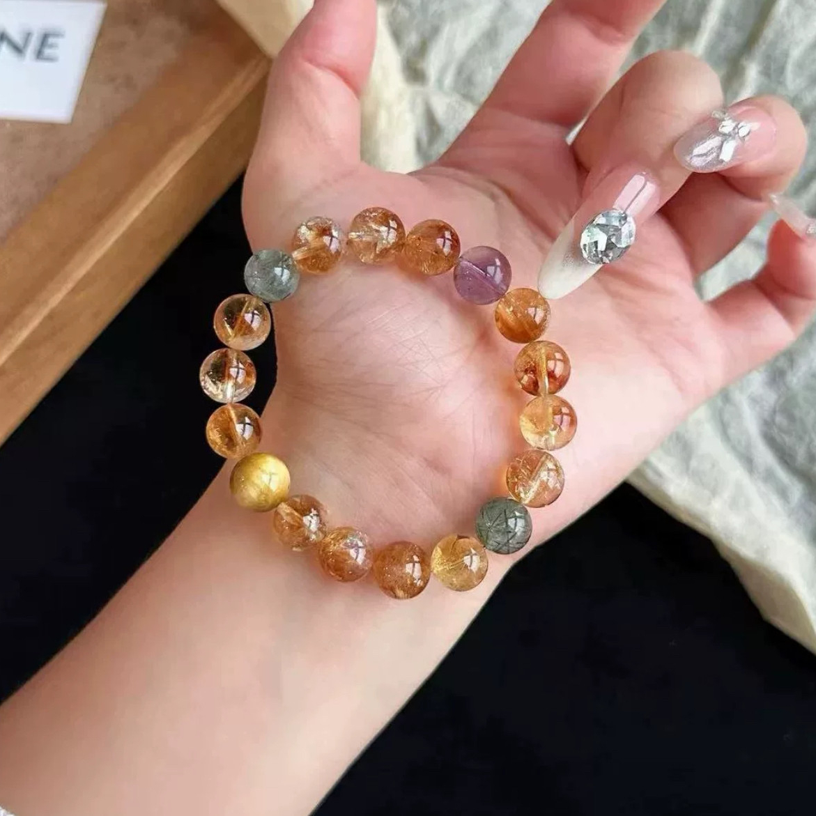 Natural Citrine & Gold Tiger's Eye Bracelet, Wealth & Career Gift for Women