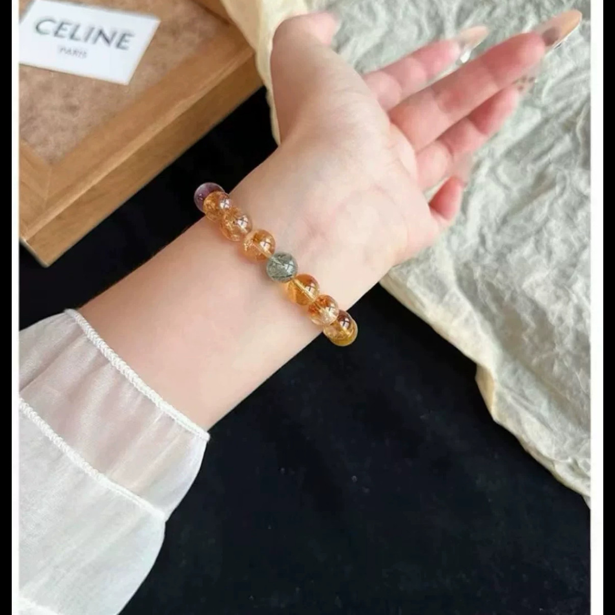 Natural Citrine & Gold Tiger's Eye Bracelet, Wealth & Career Gift for Women