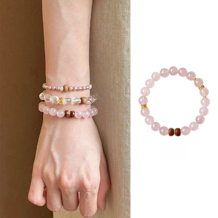 Natural Rose Quartz Bracelet for Women, Blessing Gift