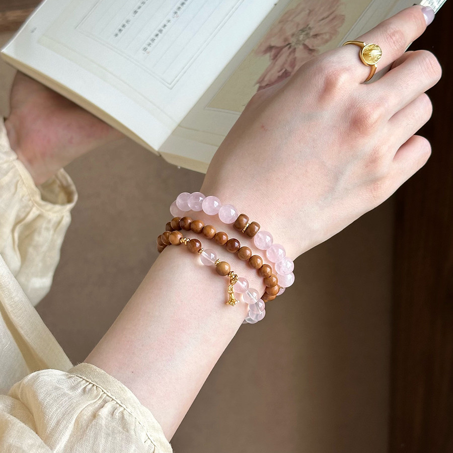Natural Rose Quartz Bracelet for Women, Blessing Gift