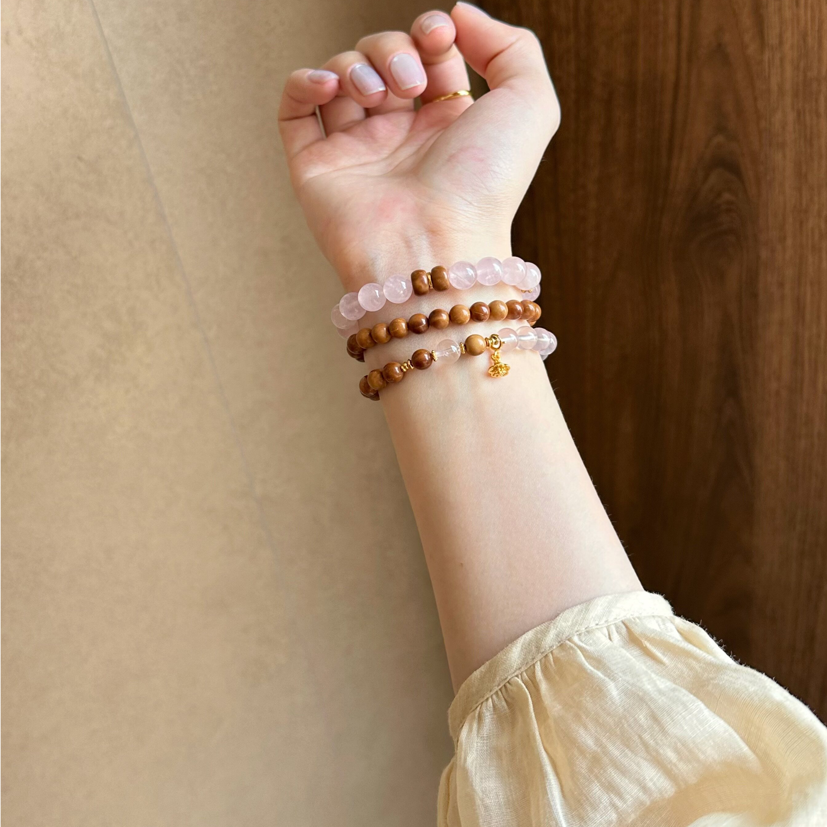 Natural Rose Quartz Bracelet for Women, Blessing Gift