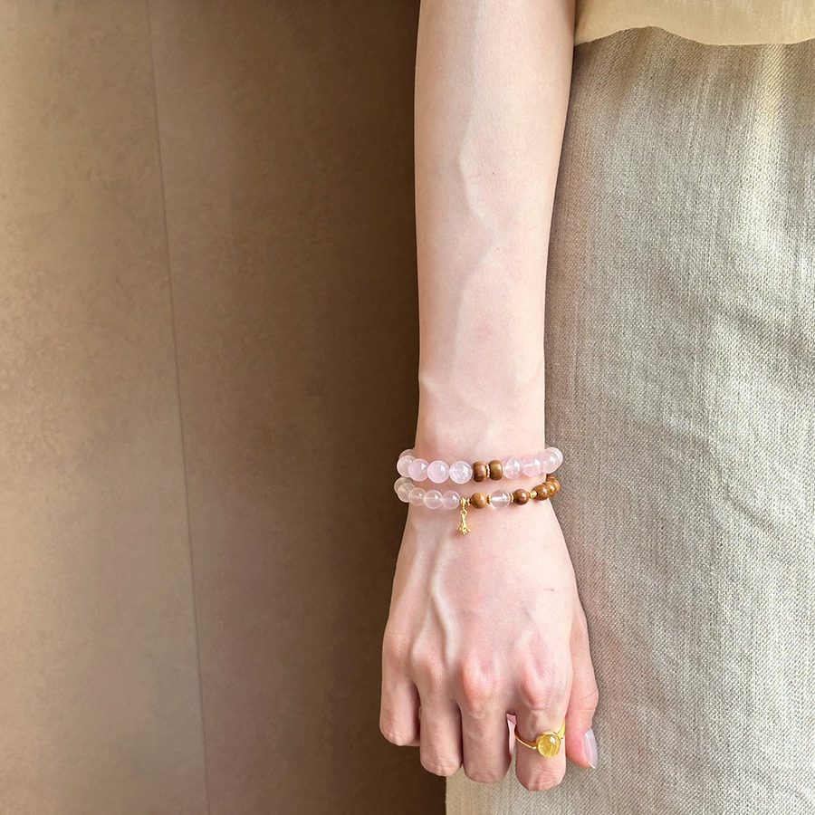 Natural Rose Quartz Bracelet for Women, Blessing Gift