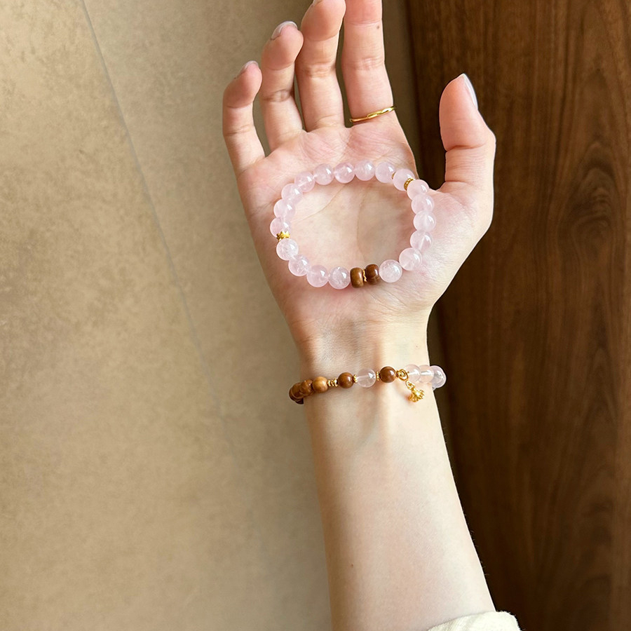 Natural Rose Quartz Bracelet for Women, Blessing Gift