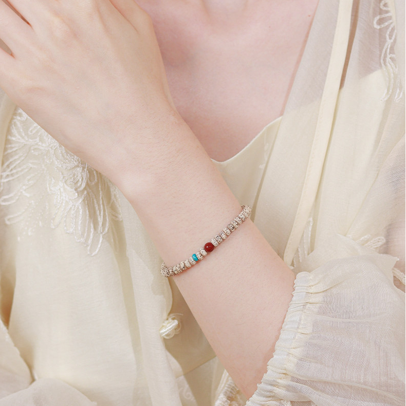 Premium Xingyue Bodhi Cinnabar Turquoise Beaded Bracelet Gift