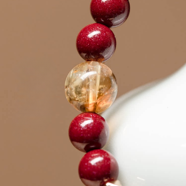 Cinnabar Citrine Bracelet for Women, Zodiac Christmas Gift