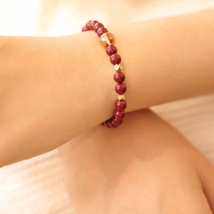 Cinnabar Citrine Bracelet for Women, Zodiac Christmas Gift