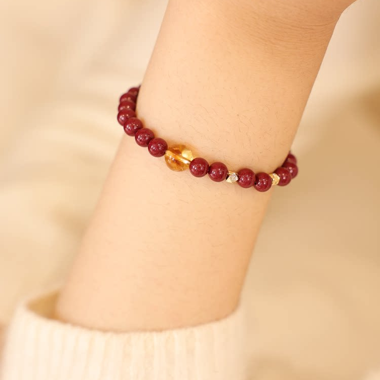Cinnabar Citrine Bracelet for Women, Zodiac Christmas Gift
