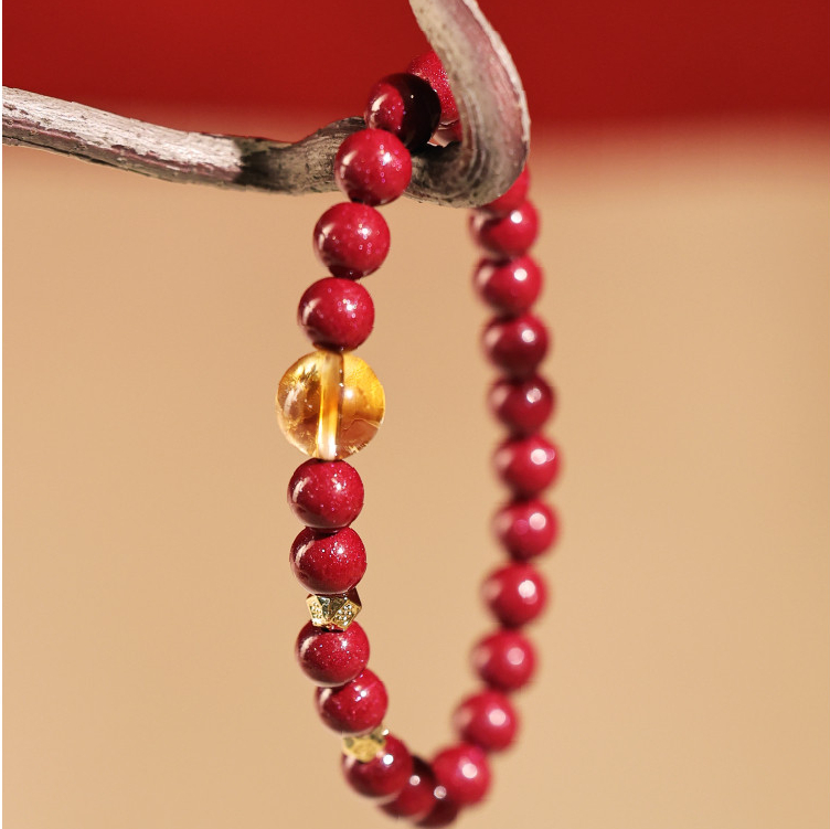 Cinnabar Citrine Bracelet for Women, Zodiac Christmas Gift
