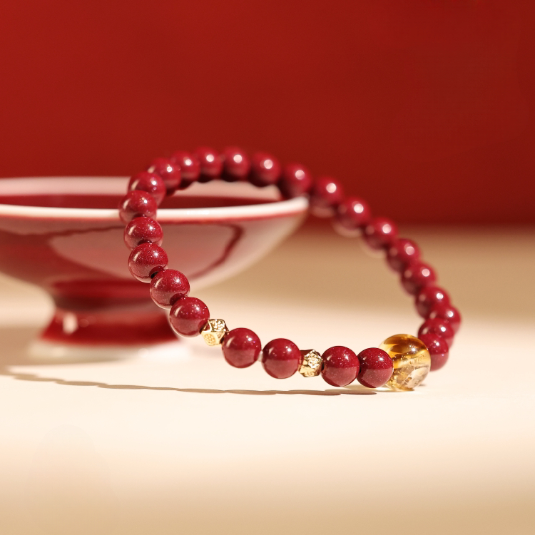 Cinnabar Citrine Bracelet for Women, Zodiac Christmas Gift