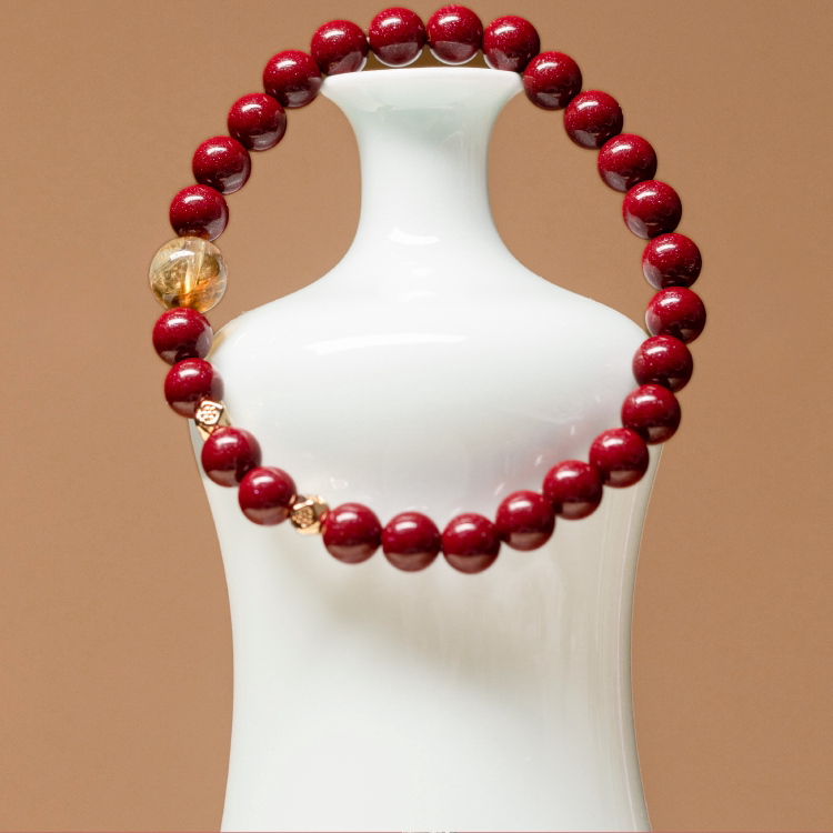 Cinnabar Citrine Bracelet for Women, Zodiac Christmas Gift