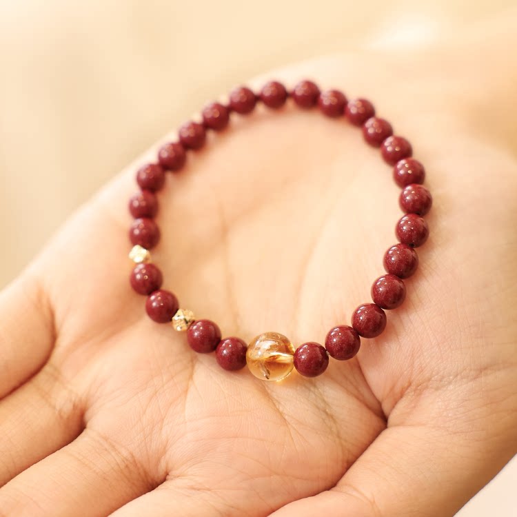 Cinnabar Citrine Bracelet for Women, Zodiac Christmas Gift