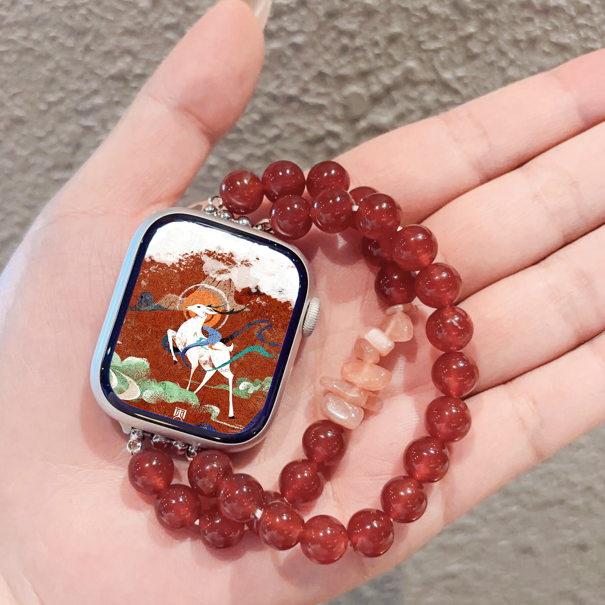 Natural Agate iWatch Strap, Zodiac Year Birthday Gift