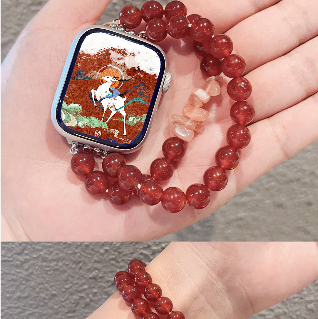 Natural Agate iWatch Strap, Zodiac Year Birthday Gift