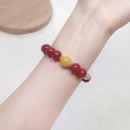 Red Agate Hetian Jade Amber Bracelet