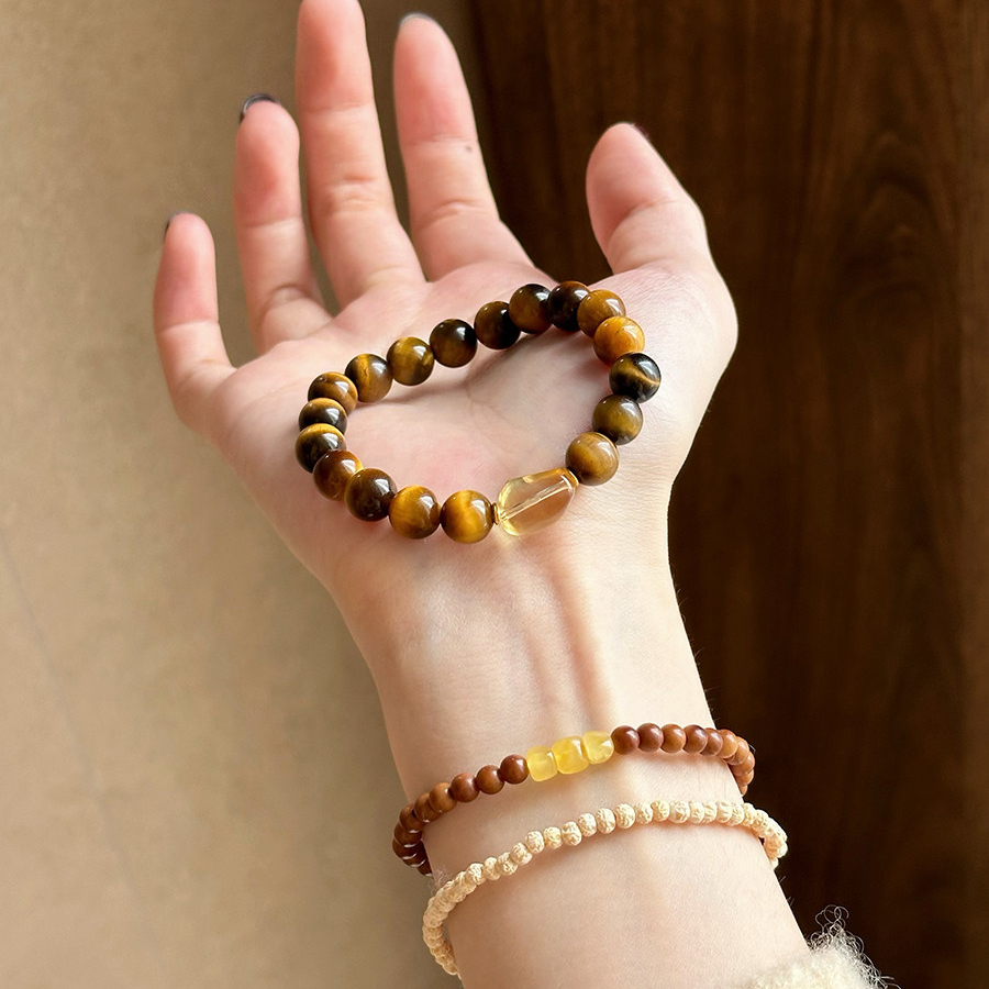 Natural Tiger's Eye & Citrine Bracelet, Wealth Birthday Gift