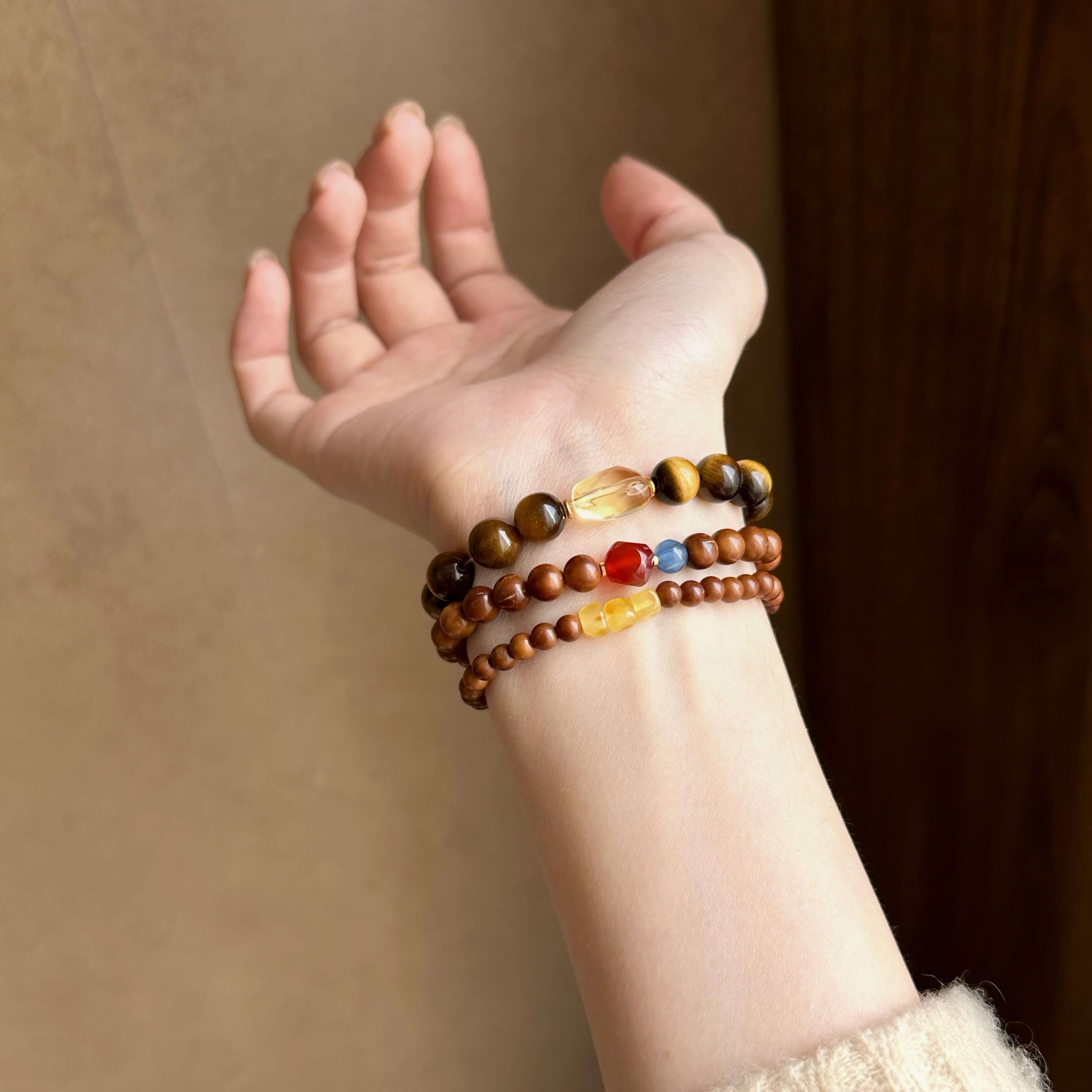 Natural Tiger's Eye & Citrine Bracelet, Wealth Birthday Gift